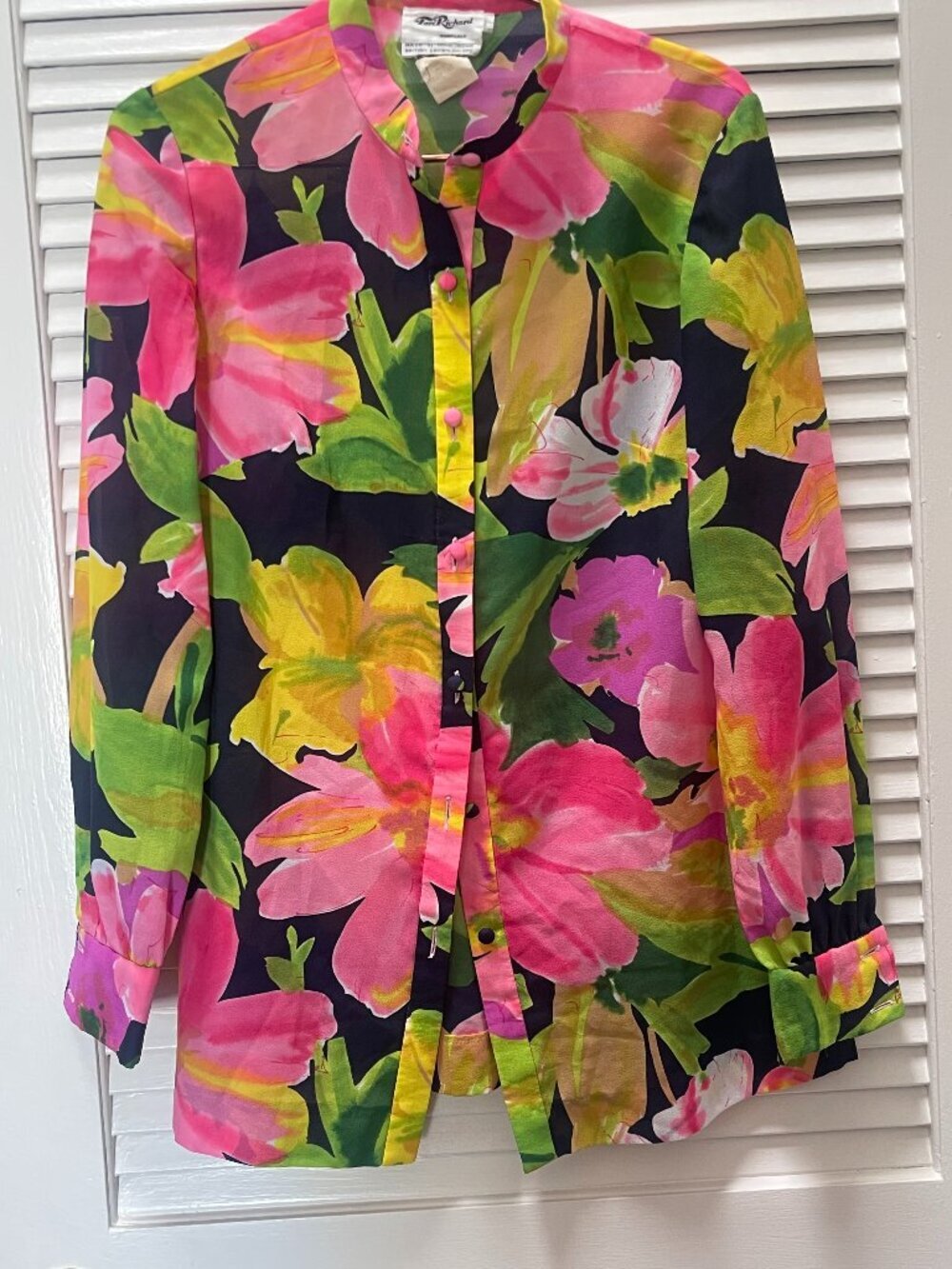 Vintage Tori Richard Floral Blouse Size 10 Tropical Print